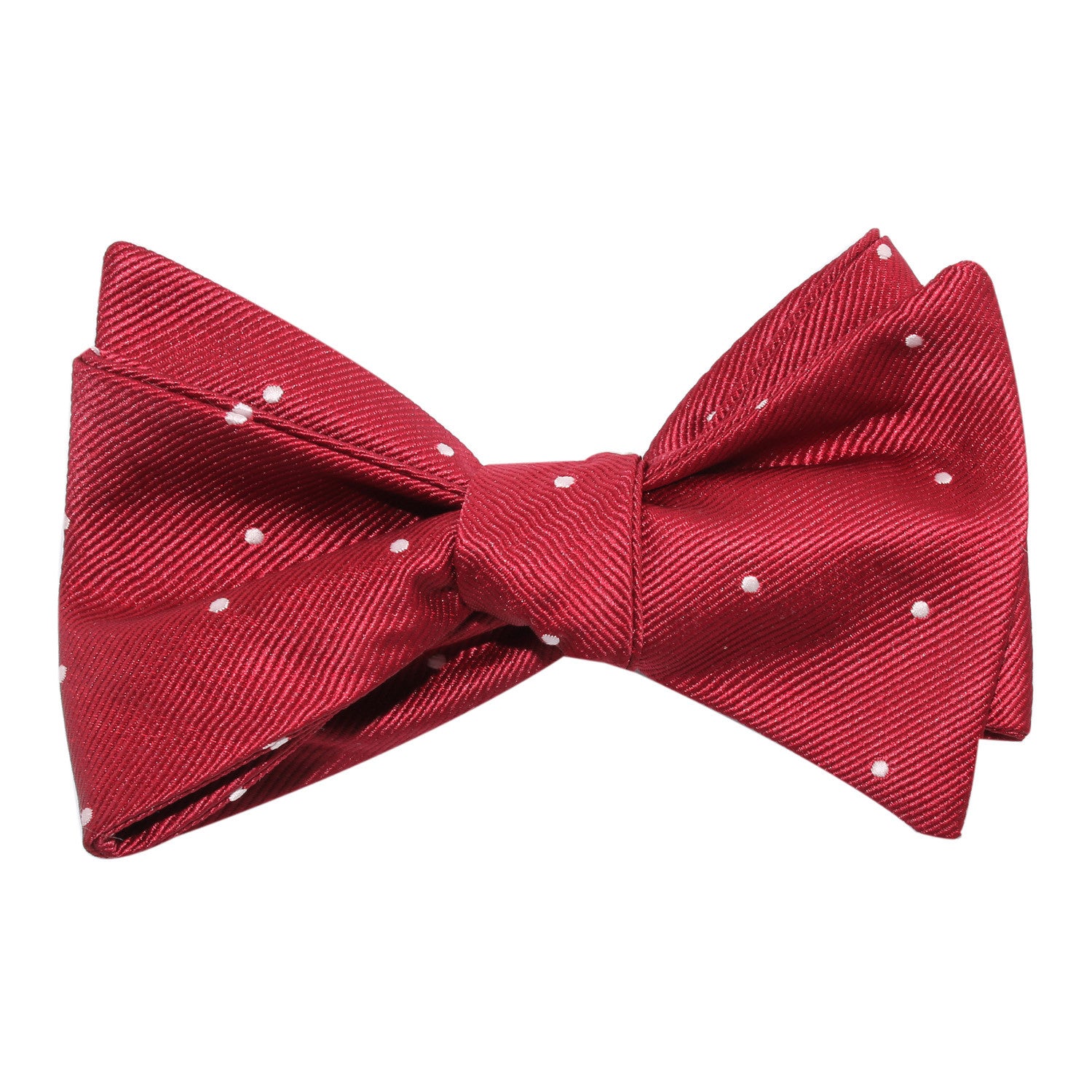 Maroon with White Polka Dots Self Tie Bow Tie 1