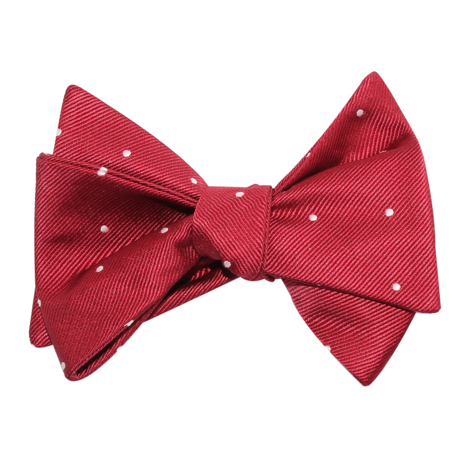 Maroon with White Polka Dots Self Tie Bow Tie 2