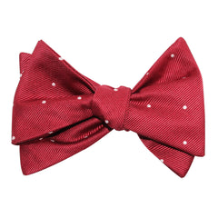 Maroon with White Polka Dots Self Tie Bow Tie 3