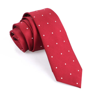 Maroon with White Polka Dots Skinny Tie