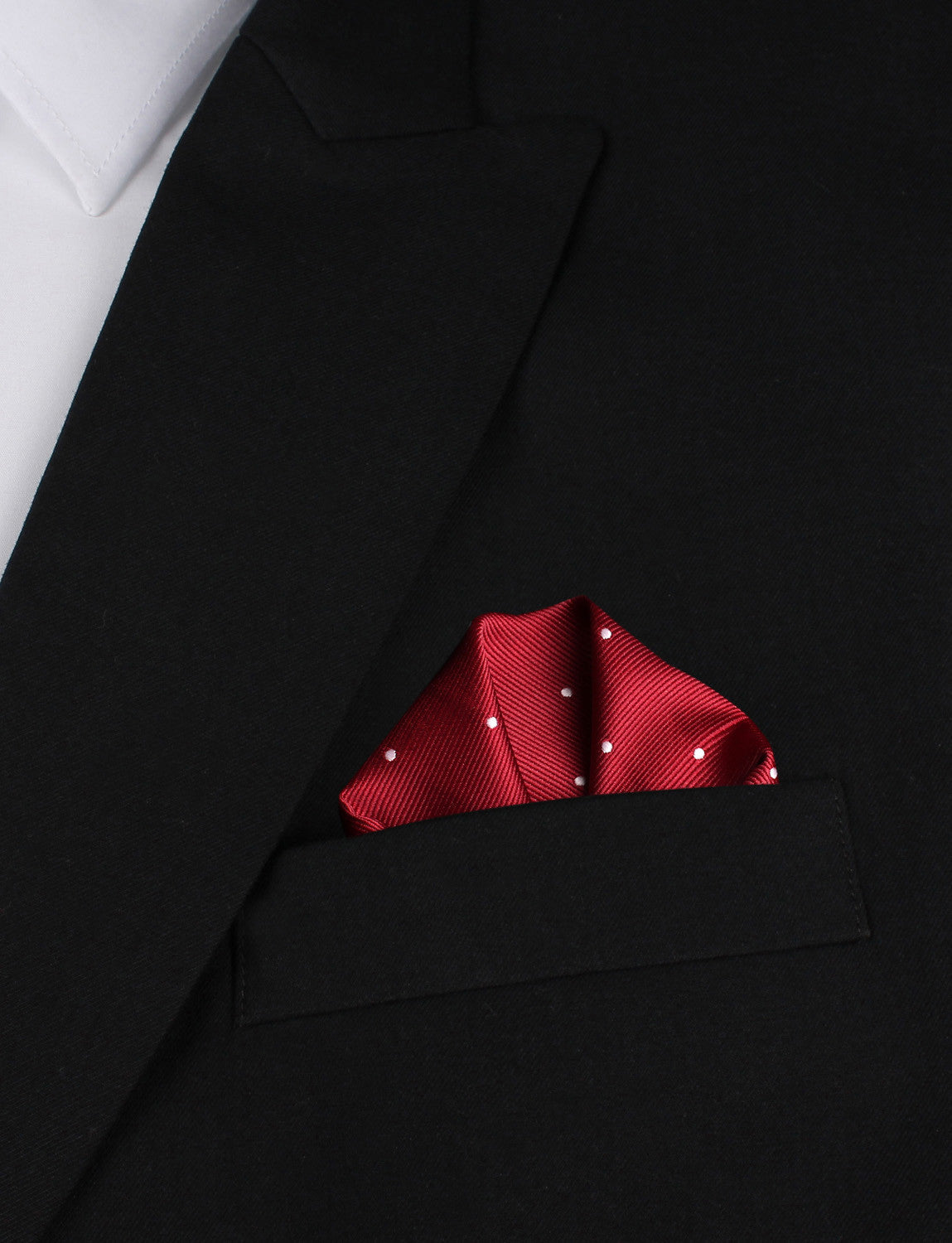 Maroon with White Polka Dots Winged Puff Pocket Square Fold
