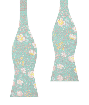 Maui Mint Green Floral Self Bow Tie