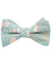 Maui Mint Green Floral Self Bow Tie Folded Up