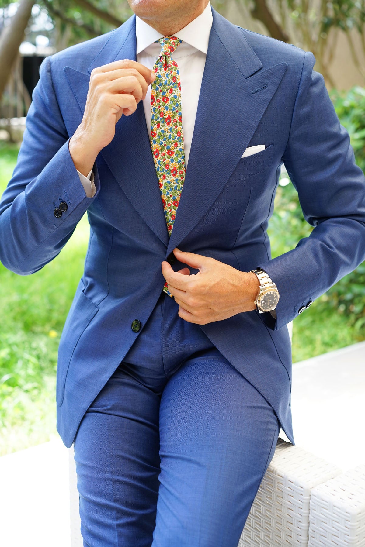 Medellín Flower Skinny Tie | Floral Slim Ties | Mens Narrow