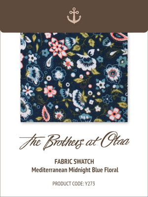 Fabric Swatch (Y273) - Mediterranean Midnight Blue Floral