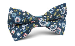 Mediterranean Midnight Blue Floral Bow Tie