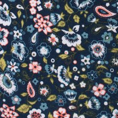Mediterranean Midnight Blue Floral Fabric Swatch