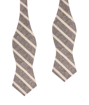 Mersin Brown Stripe Chalk Linen Diamond Self Bow Tie