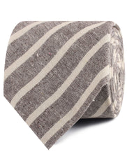 Mersin Brown Stripe Chalk Linen Necktie