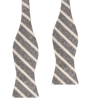 Mersin Brown Stripe Chalk Linen Self Bow Tie