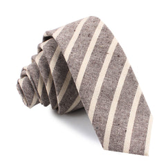 Mersin Brown Stripe Chalk Linen Skinny Tie