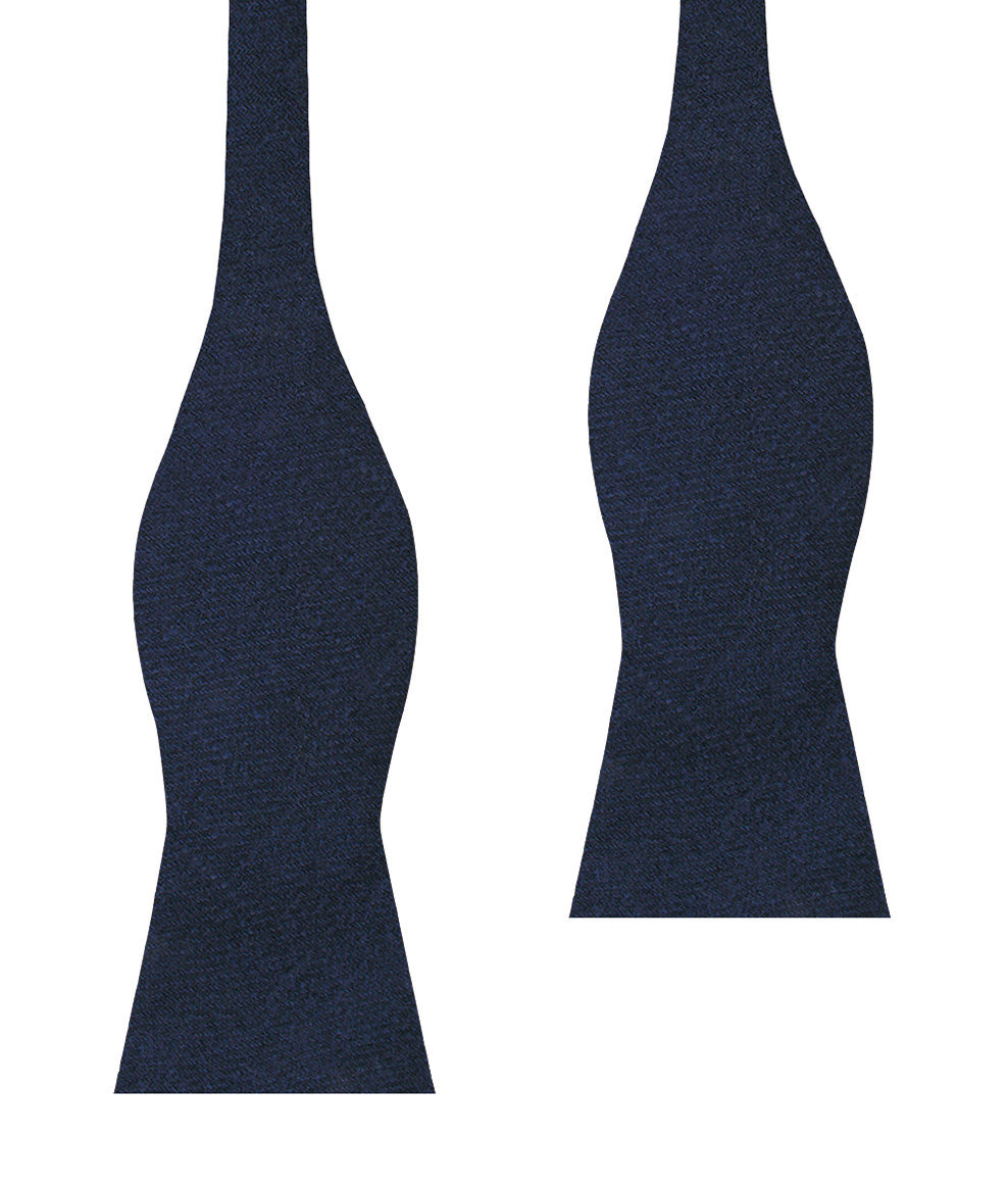 Midnight Blue-Black Linen Self Bow Tie