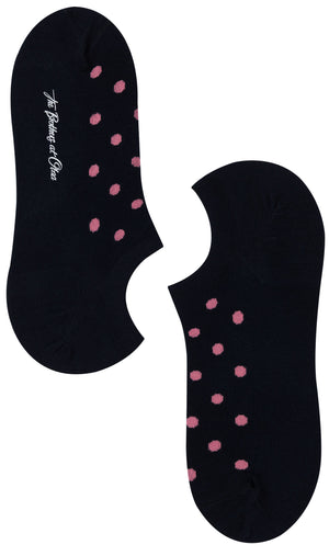 Midnight Blue On Pink Polka Dot Low Cut Socks