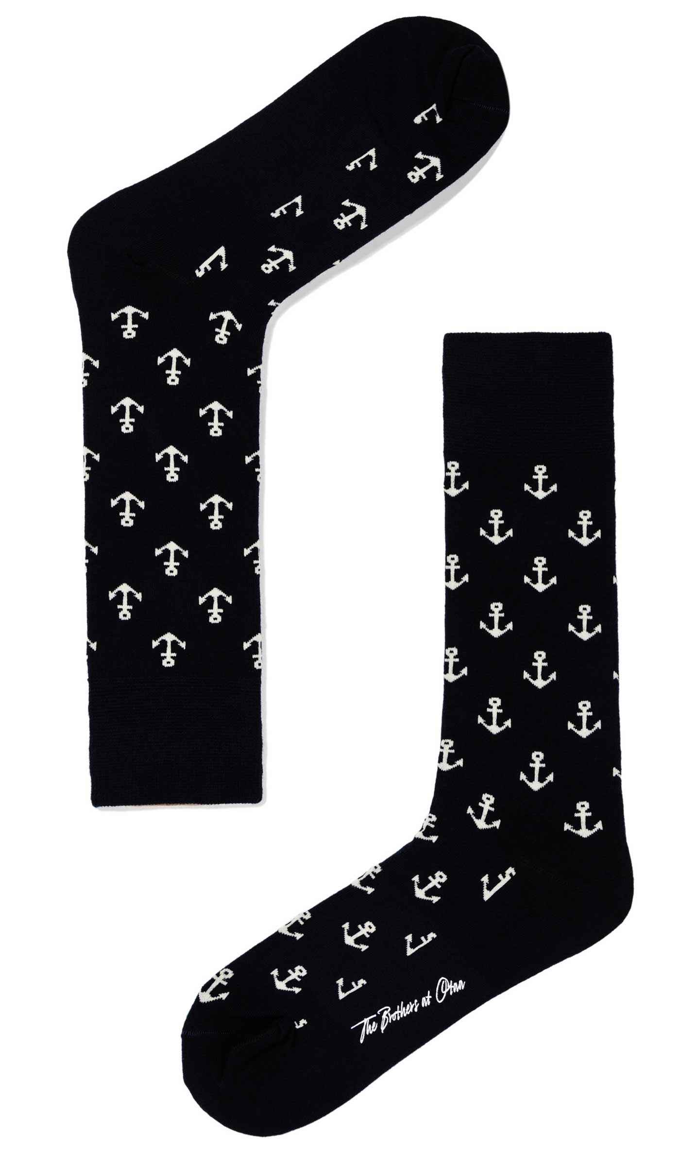 Midnight Anchor Socks | Sailor Navy Blue Cotton Mens Happy Crew Socks ...