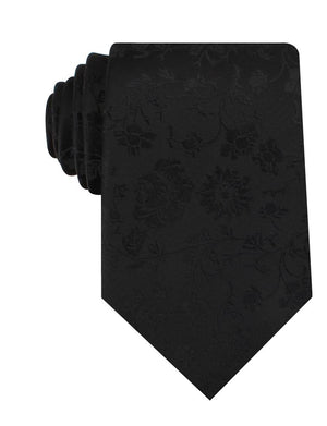 Midnight Black Floral Necktie