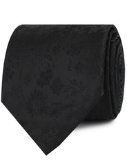 Midnight Black Floral Neckties