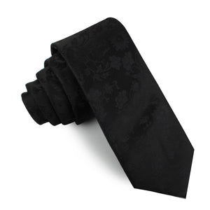 Midnight Black Floral Skinny Tie