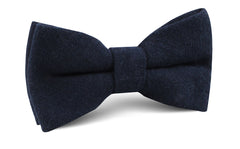 Midnight Blue-Black Linen Bow Tie