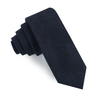 Midnight Blue-Black Linen Skinny Tie