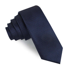 Midnight Blue Oxford Weave Skinny Tie