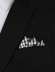 Midnight Blue with White Stripes Oxygen Three Point Pocket Square Fold