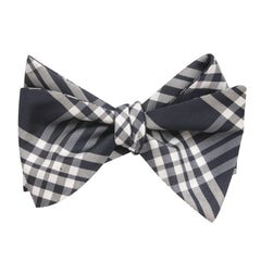 Midnight Blue with White Stripes Self Tie Bow Tie Self tied knot by OTAA