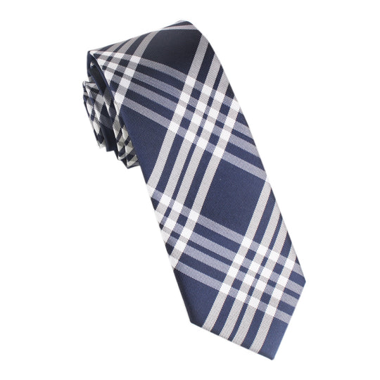 Midnight Blue with White Stripes Skinny Tie