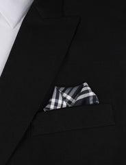 Midnight Blue with White Stripes Winged Puff Pocket Square Fold