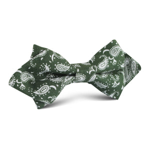 Milan Paisley Green Diamond Bow Tie
