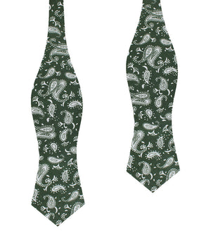 Milan Paisley Green Diamond Self Bow Tie