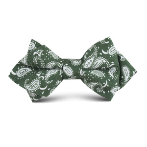 Milan Paisley Green Kids Diamond Bow Tie
