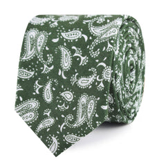 Milan Paisley Green Slim Tie