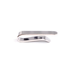 Mini Brushed Silver Round Clasp Skinny Tie Bar