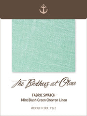 Mint Blush Green Chevron Linen Y172 Fabric Swatch