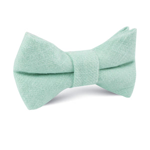 Mint Blush Green Chevron Linen Kids Bow Tie