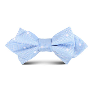 Mint Blue with White Polkadots Kids Diamond Bow Tie