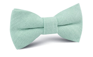Mint Blush Green Chevron Linen Bow Tie