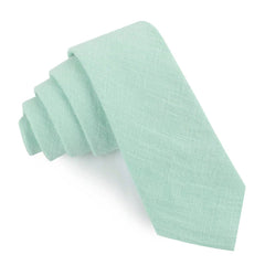 Mint Blush Green Chevron Linen Skinny Tie
