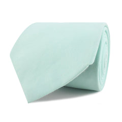 Mint Green Cotton Necktie Front Roll