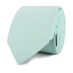 Mint Green Cotton Skinny Tie Front Roll