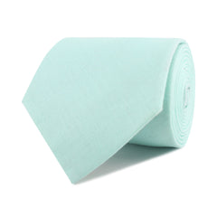 Mint Green Linen Necktie Front Roll