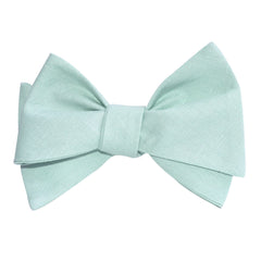 Mint Green Linen Self Tie Bow Tie 3