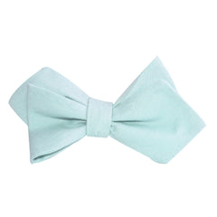 Mint Green Linen Self Tie Diamond Tip Bow Tie 1