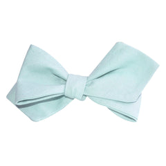 Mint Green Linen Self Tie Diamond Tip Bow Tie 3