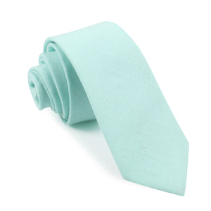 Mint Green Linen Skinny Tie