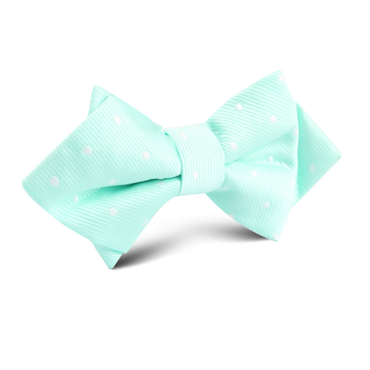 Mint Green with White Polka Dots Diamond Bow Tie