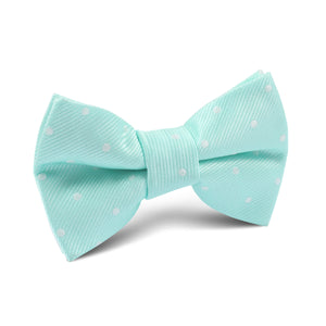 Mint Green with White Polka Dots Kids Bow Tie