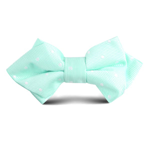 Mint Green with White Polka Dots Kids Diamond Bow Tie