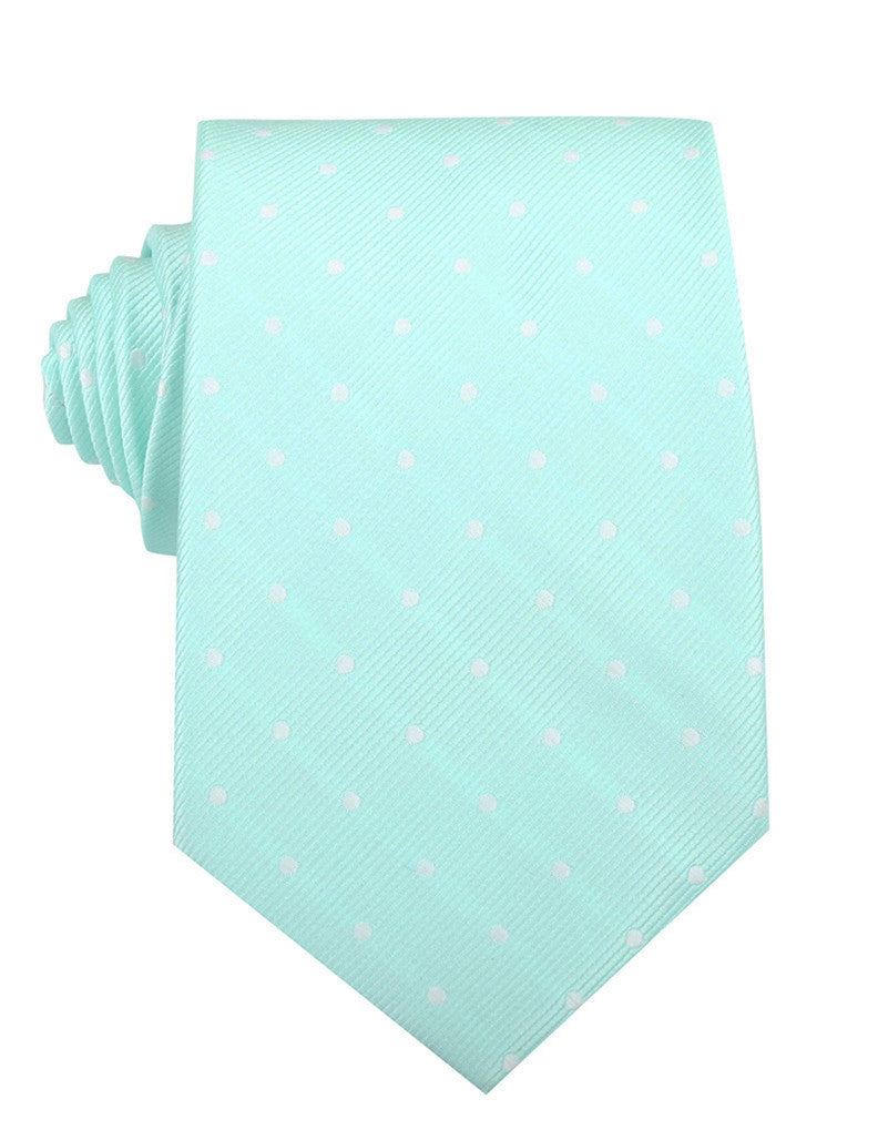 Mint Green with White Polka Dots Necktie