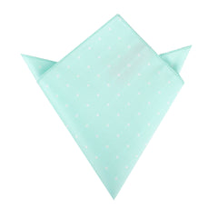 Mint Green with White Polka Dots Pocket Square